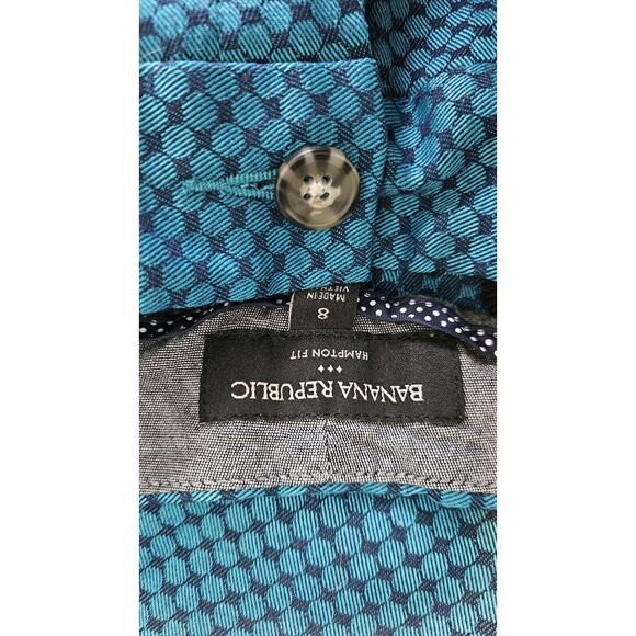 Banana Republic Hampton Fit Crop Length Size 8 Pants Teal Blue Geometric Stretch - Picture 6 of 7